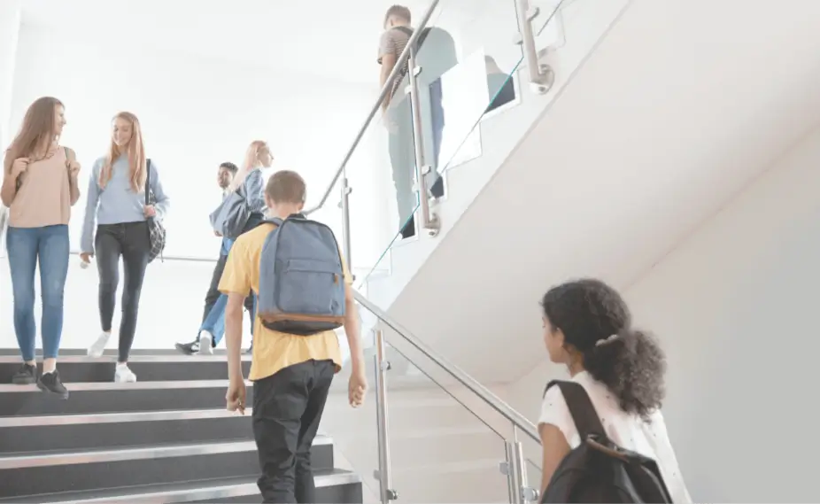 students on steps