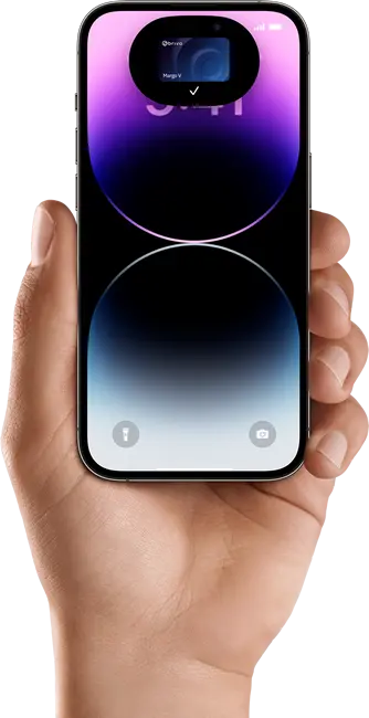 iPhone 14 in left hand